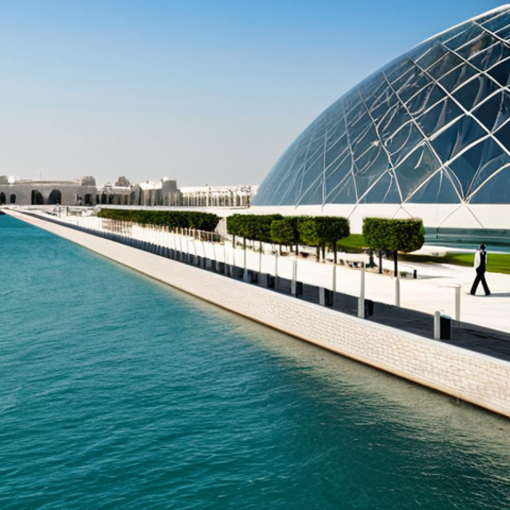 아부다비 루브르 박물관 - **

"The Louvre Abu Dhabi museum, exterior view, showcasing the iconic dome casting dappled light pa...