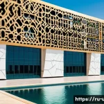 Home 19 UAE 국가 박물관 프로젝트 - A futuristic museum building in the UAE blending traditional Arabic architectural motifs with modern...